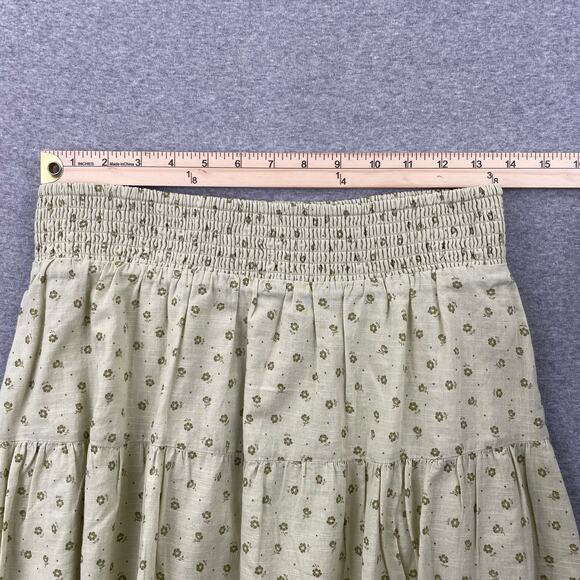 NWOT BP Nordstrom Green Disty Floral Tiered Cotton Skirt Fairy Soft Grunge Boho - Picture 4 of 10